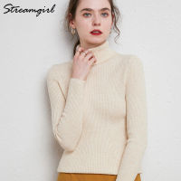 Womens Turtleneck Sweater Pullover Women Autumn Winter Pull Femme  Winter Clothes Women Basic Warm Vintage Sweater White