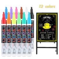 12 Pcs Liquid Chalk Markers Pens Erasable Colors Highlighters LED Writing Board Glass Neon Pen, Chalkboard Blackboard, Windows