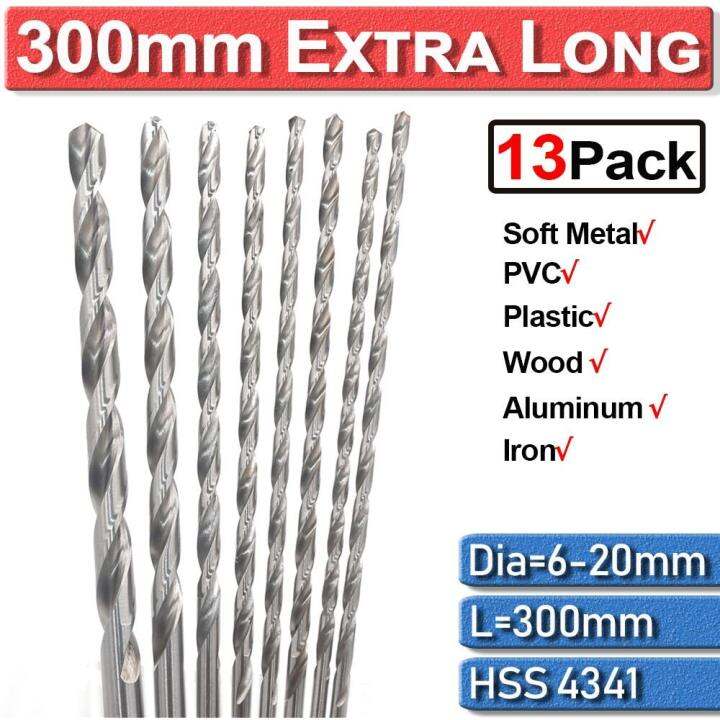 Long Twist Drill Bits Set, Extra Long High Speed Steel Wood Drill