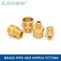 Brass Pipe Hex Nipple Fitting 1/8 1/4 3/8 1/2 3/4 1Coupler ConnectorMale To Male Thread Water Oil Gas Connector