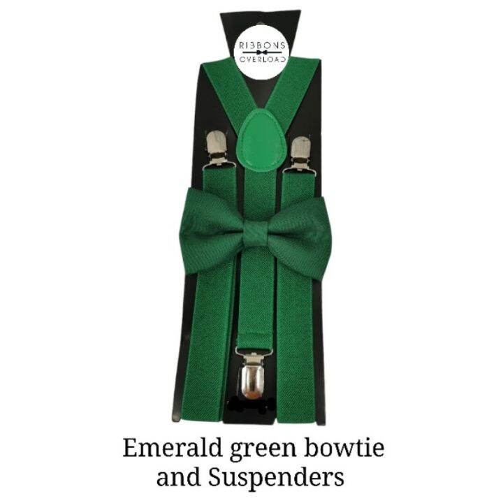 Emerald green bow tie and Suspenders Lazada PH
