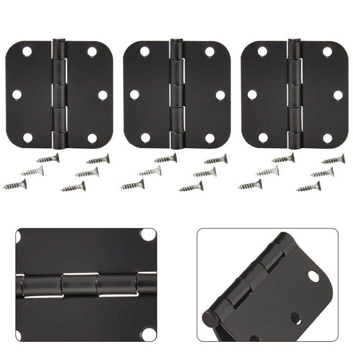 Door Hinge 4Inch Indoor Flat Iron Hinges Matte Black Plastic Rounded