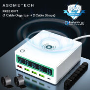ASOMETECH Bộ Sạc Nhiều USB 130W Bộ Chuyển Đổi Trạm Sạc Nhanh USB C 3.0