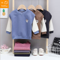 Childrens Sweater Long Sleeve Middle and Big Children Korean Style T-shirt Boys Spring and Autumn round Neck Pullover Boys and Girls Bottoming Shirt