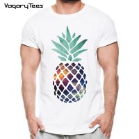 MenS New Colorful Watercolor Pineapple Printed T-Shirt Summer Cool Design Tops Soft Short Sleeve Tee