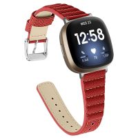 Pasek skórzany dla Fitbit Versa 3 Versa 4 bransoletka Wave kobiety mężczyźni watchband korea dla Fitbit sense sense 2 akcesoria