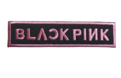 ิืืBlack-Pink 11cmx2cm  ตัวรีด-เย็บติดผ้า โลโก้ปัก มีกาวสำหรับรีด ตกแต่งเสื้อผ้า Logo Embroidery patches for iron on and sewing on fabric(หลากสี)