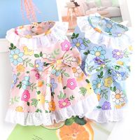 2023 Summer Puppy Dress Dog Princess Dress Cat Skirt Pet Clothing Puppy Cat Pet Apparel Floral Pet Clothes Yorkshire Chihuahua Clothing Shoes Accessor