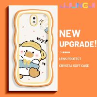 Jlingji เคสปลอกสำหรับ Samsung J7โปร J7 2017 J7 2018การ์ตูนตัวเล็กเป็ดสีเหลืองตัวเล็กๆลายคลื่นดีไซน์ใหม่ชายแดนแบบนิ่มเคสมือถือกันกระแทกแบบใสสร้างสรรค์เคสโปร่งใสลายกล้องถ่ายรูปซิลิกาเจลป้องกัน