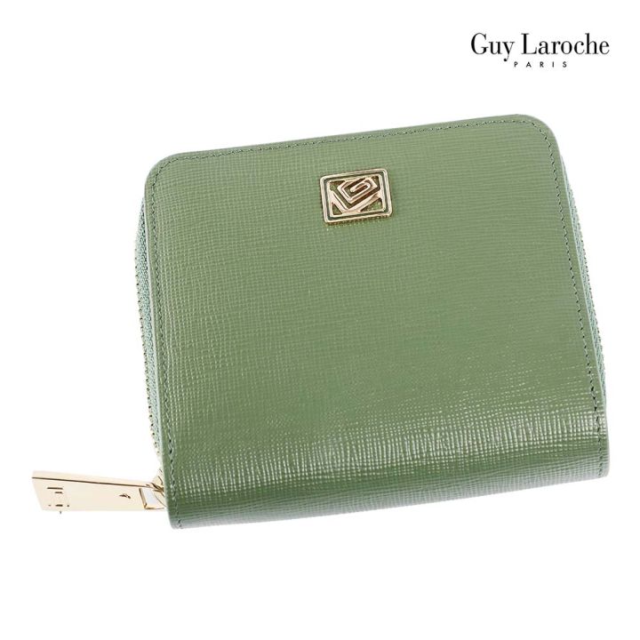 guy-laroche-กระเป๋าสตางค์พับสั้นซิปรอบ-รุ่น-margo-สีเขียว
