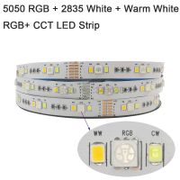 ไฟแถบไฟ LED Rgbct 5M 12V 24V 5050 RGB + 2835ขาวเย็นและ IP20สีขาวนวล SMD IP65 IP67แถบยืดหยุ่นได้กันน้ำระเบิดได้