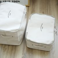 Storage Bins Foldable Canvas Fabric Storage Boxes with Zipper Lid Handles Home Baskets Closet Clothes Organizer Container TJ8253