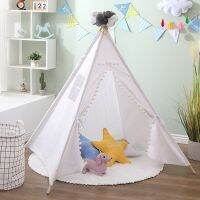 1.3M Portable Childrens Tent Tipi Indian Tents for Kids Large Baby Playhouse Outdoor Camping House Child Teepee Castle Carpet