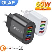 [2023ใหม่] Olaf เครื่องชาร์จ USB 4 Port 60W 3.1A Quik Charge 3.0โทรศัพท์มือถือที่ชาร์จสำหรับไอโฟน11 Samsung Xiaomi แท่นชาร์จผนังเร็ว F3 Poco