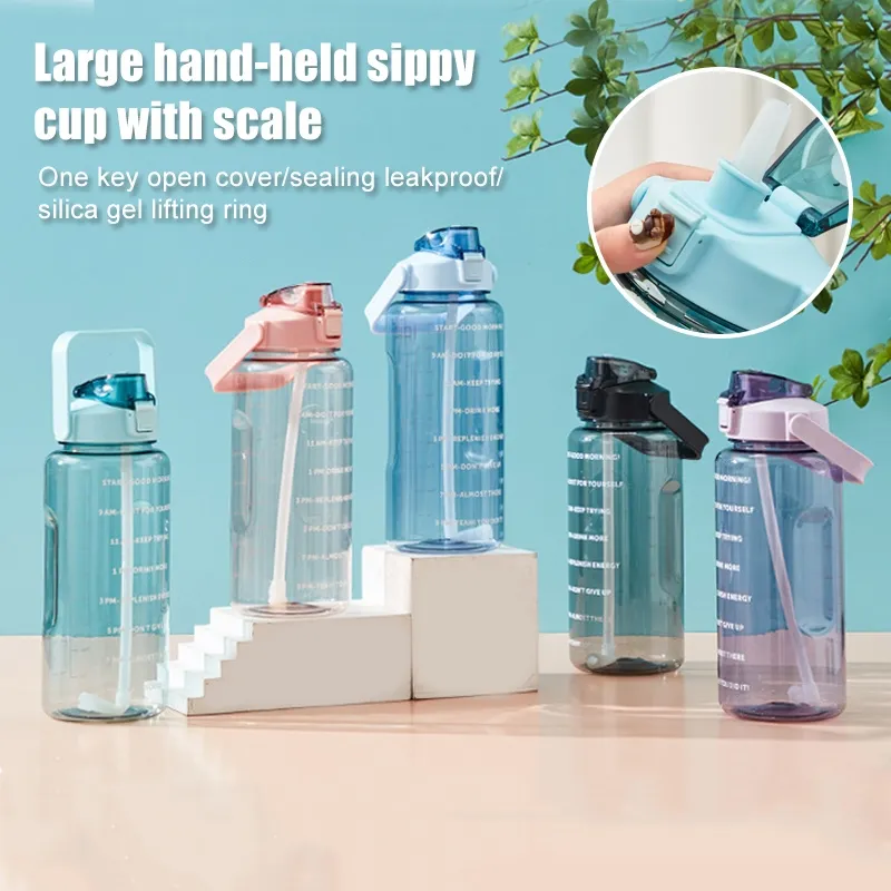 2L Outdoor Water Bottle Large Capacity Portable Transparent Water