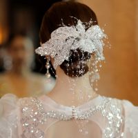 Korean lace sequins bridal hair clips beautiful Joker Crystal tassel wedding hair accessories