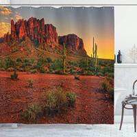 ม่านอาบน้ำกระบองเพชร, Western Nature Wild Western Nature Phoenix ใกล้ Sonoran Desert Sunset Saguaro ชุดม่านอาบน้ำ 180 * 180 ซม