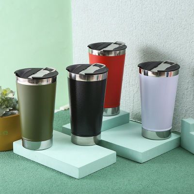 304 Stainless Steel Car Mug with Bottle Opener Beer Mug Solid Color Spray Plastic Insulated Cool Ice Bucket Cups