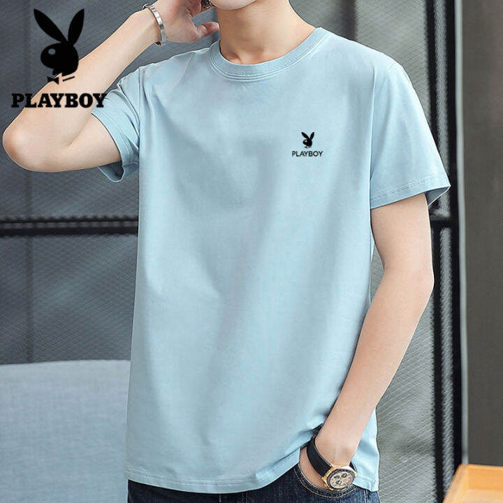 ผู้ชาย-playboy-เสื้อยืดผ้าฝ้ายยี่ห้อแขนสั้นพิมพ์ลาย-t209