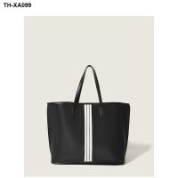 shoulder large capacity of stripe fashionable shopping bags tote bag new han edition 2023 contracted portable basket