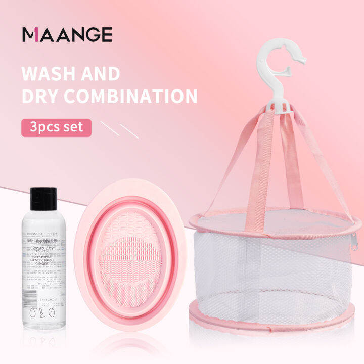 MAANGE Foldable Makeup Brush Cleaning Bowl Makeup Brush Powder Puff