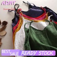 ADMT 100% เสื้อแขนกุดสีทึบผ้าฝ้ายทรงหลวมสำหรับผู้หญิง,เสื้อสายเดี่ยวขนาดเล็กใต้เท้า M-3XL 95กก.