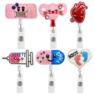 Milk Bottle Retractable Id Badge Reel Crystal Acrylic Badge Clip Golden Onion Glitter Powder Badge Holder Rainbow Footprint Badge Reel Easy-To-Pull Buckle Badge Holder