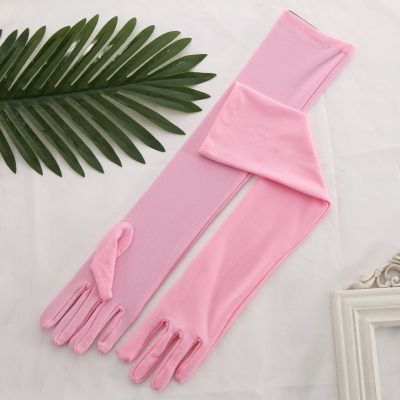 ❂℗◑ Cheap Femme Spandex White/Ivory Bride Gloves Long Fingers Bride Opera Women Accessories Prom Wedding Party Pink Gloves S204