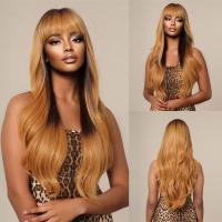 【jw】✱❃ Auburn Synthetic Wig Ombre Ginger Wigs with Bangs for Resistant