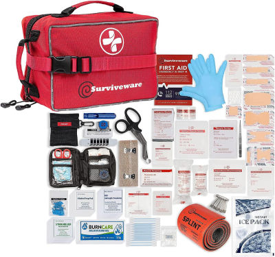 Surviveware Comprehensive Premium First Aid Kit Emergency Medical Kit for Trucks, Cars, Camping, Office and Sports and Outdoor Emergencies - Large 200 Piece Set