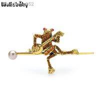 Wuli amp;baby Vintage Playing Guitar Frog Brooches For Women Designer Cute 2-color Rhinestone Music Animal Party Office Brooch Pins