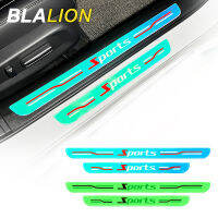 BLALION สติกเกอร์สเต็ปติดรถยนต์4ชิ้น,แถบยางส่องสว่างแถบป้องกันการชนกันสติ๊กเกอร์ป้องกันรอยขีดข่วนกันน้ำ