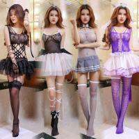 Sexy Princess lace mini dress Lady Lover bondage bow fishnet stocking halter costumes porn erotic Tie COSPLAY lingeries stripper