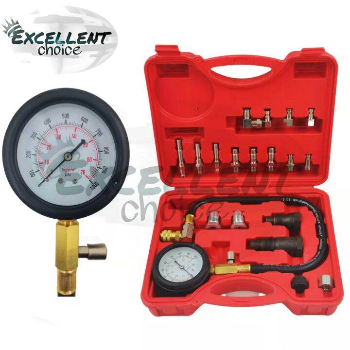 24PCS Diesel Engine Compression Tester Automotive Tool Gauge Set 01000 psi for Car and Truck