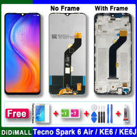 จอ LCD แบบดั้งเดิมสำหรับ Tecno Spark 6 KE6อากาศ KE6j สัมผัสหน้าจอ LCD KF6หน้าจอดิจิตอลชิ้นส่วนประกอบ