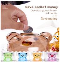 Cute Safe Deposit Box Creative Little Bear Piggy Bank Transparent Coin Paper Money Saving Box Kids Holiday Gift Desktop Decor