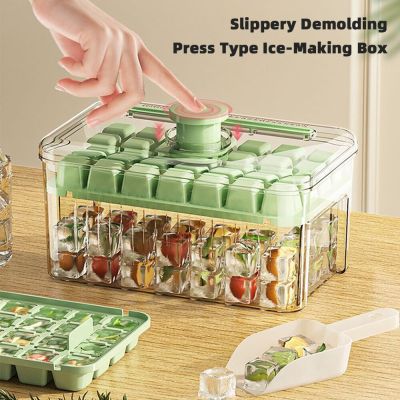 Press Type Ice Cube Tray With Storage Box Ice Cube Maker Ice Box Tray Kitchen Gadget Ice Bucket Ice Mould for Beer Quick-freeze Replacement Parts