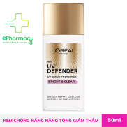 LOreal Kem Chống Nắng UV Defender Bright & Clear SPF 50+ PA ++++ nâng tông