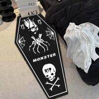 Cross Gothic Skeleton Mat Halloween Rug Vampire Coffin Bedroom Bed Rug Holiday Decoration Rug Living Room Outdoor Non-slip Mat