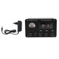 4-Input 2-Output HIFI Preamp High-Bass Adjustment Amplifier with Built-in VU Level Meter