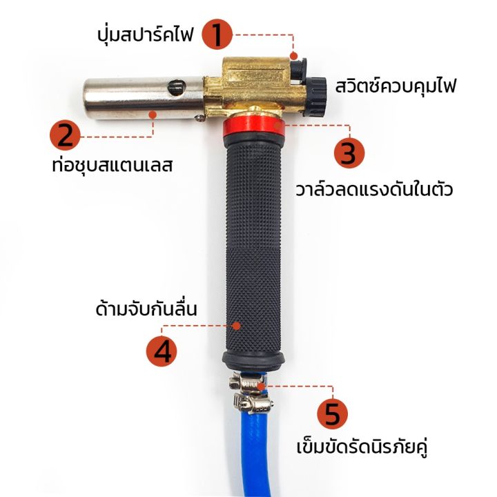 หัวเชื่อมแก๊ส-ไฟแรงสูง-พร้อมสายยางต่อถังแก๊ส-หัวพ่นไฟ-หัวพ่นแก๊ส-ชุดเชื่อมแก๊ส-หัวเชื่อมทองเหลือง