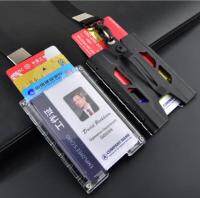 สไตล์ร้อนโลหะพกพาได้IDป้ายการ์ดผู้ถือLanyard CoolใบอนุญาตทำงานProtectorกระเป๋าสตางค์มีช่องใส่การ์ด4ช่องสำหรับID Card Credictบัตรรถบัสบัตร