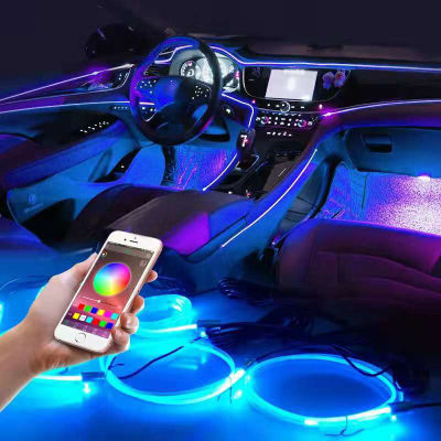 Led Car Interior Decorative Ambient Light Backlight EL Neon Strip RGB Multiple Modes App Sound Control Auto Atmosphere Lamp 12v