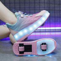 Heelys รองเท้า LED สองล้อสำหรับเด็กผู้หญิง, รองเท้าประกายสำหรับเด็กผู้หญิง, รองเท้าหนังตัดต่ำ, รองเท้าล้อพ่อแม่และลูก