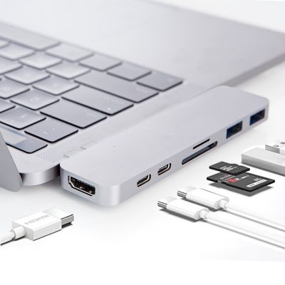Winstong Original 7in1 USB-C Hub HDMI Dual Type-C Multiportเครื่องอ่านการ์ดอะแดปเตอร์4KสำหรับMacBook Air