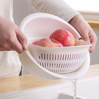 【CC】 Rotatable Drain Basket Fruits Vegetables Washing Storage Strainers Bowl Cleaning Filter Colander