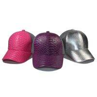 Faux Snakeskin Leather Mesh Turcker Cap Casual Outdoor Hat Precurve Visor Fashion Baseball Cap