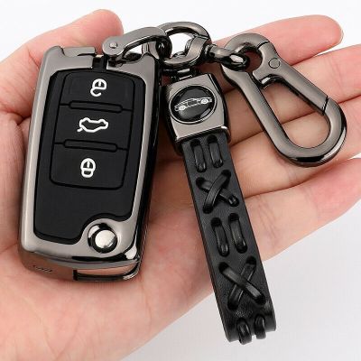 [HOT CPPPPZLQHEN 561] โลหะผสมสังกะสีโลหะรถพลิก Key Fob ครอบคลุมกรณีสำหรับ VW โฟล์คสวาเกนกอล์ฟ Bora Jetta S Cirocco Tiguan โปโล S Koda O Ctavia สุดยอด