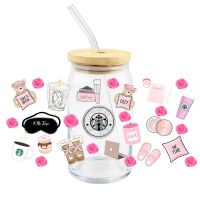 Fashion Pink Girl UV DTF Sticker Transfer For Wraps The Libby Glass Cups Calm Take A Break Cozy DIY Waterproof Custom Decals Stickers