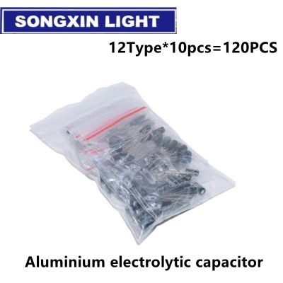 1set of 120pcs 12 values 0.22UF-470UF Aluminum electrolytic capacitor assortment kit set pack